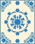 Classic Blue Floral Mandala Pattern Rug