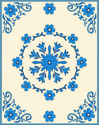 Classic Blue Floral Mandala Pattern Rug