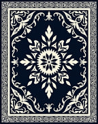 Ornate Floral Medallion Border Design Rug