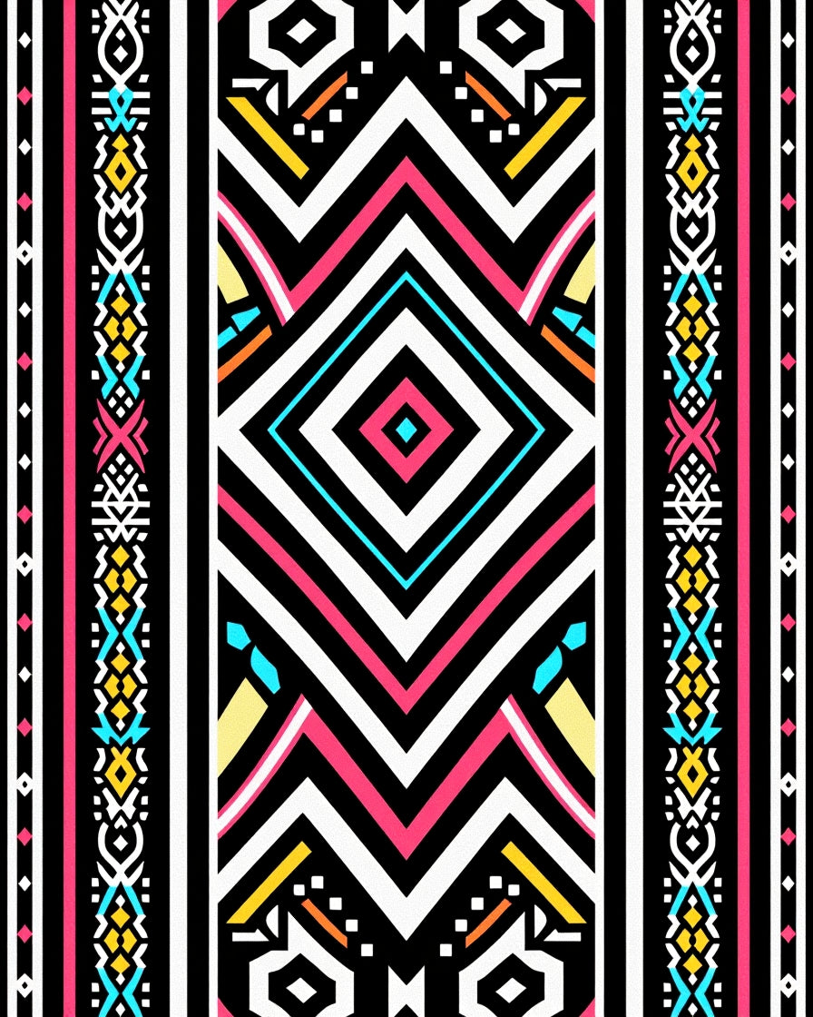 Bold Geometric Tribal Stripes Rug