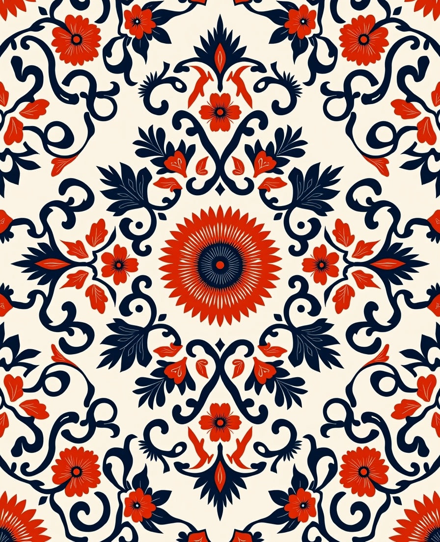 Ornate Floral Swirl Pattern Rug