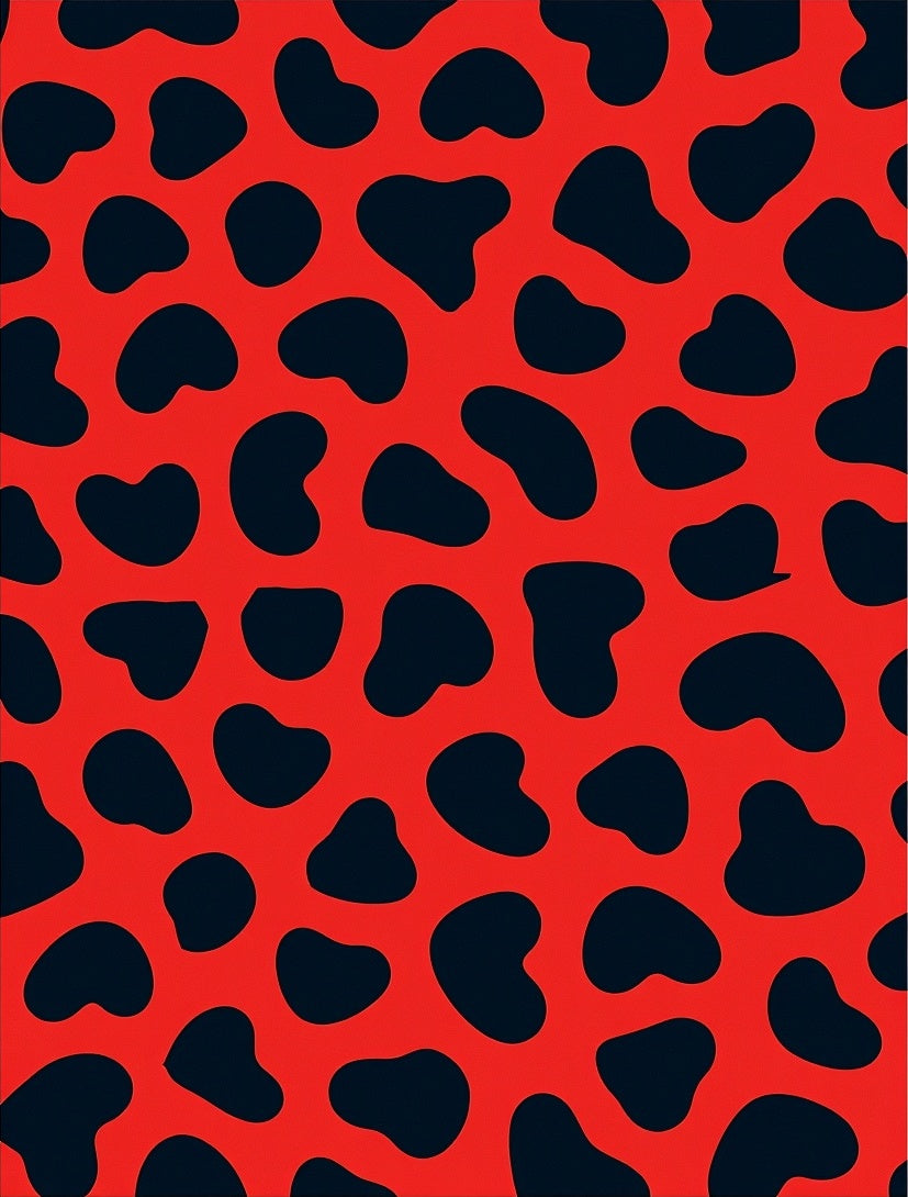 Red With 2 Hearts Pattern Rug