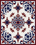 Red Blue Floral Symmetry Pattern Rug