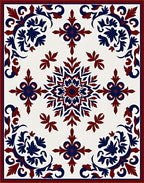 Red Blue Floral Symmetry Pattern Rug