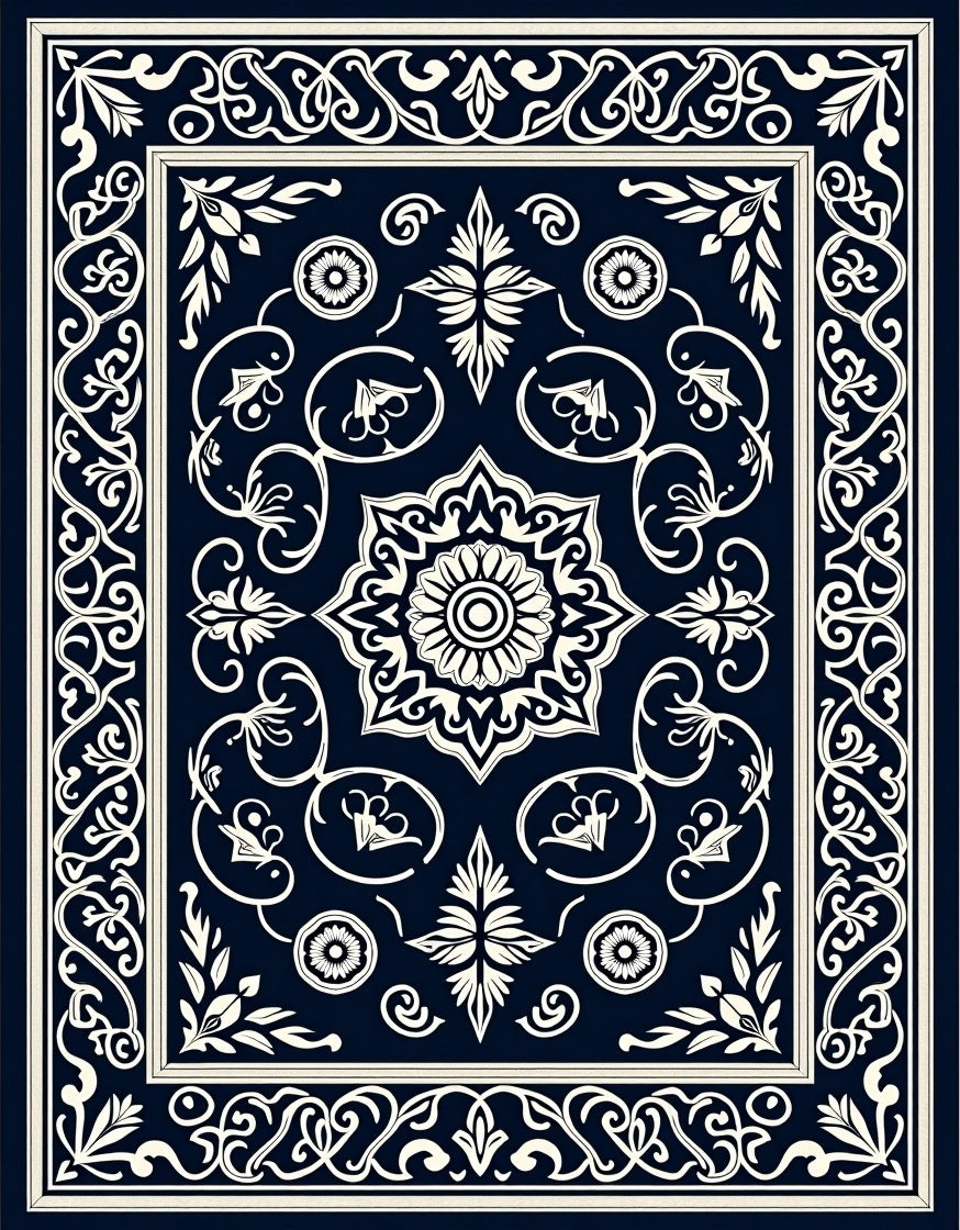 Classic Floral Filigree Dark Rug