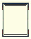 Bold Blue Red Geometric Frame Rug