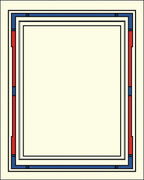 Bold Blue Red Geometric Frame Rug