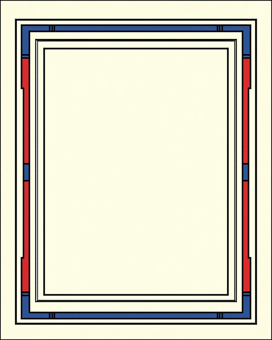 Bold Blue Red Geometric Frame Rug