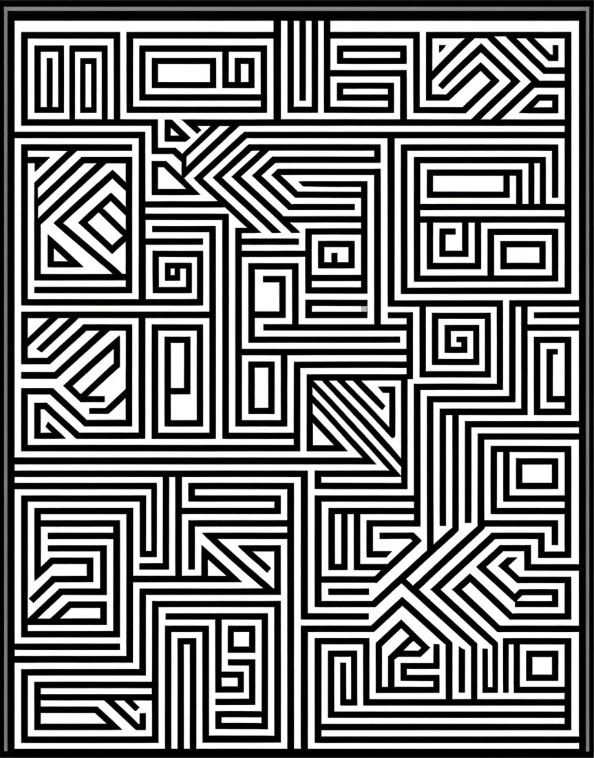 Bold Geometric Maze Pattern Design Rug