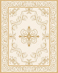 Elegant Cream Gold Floral Scroll Rug