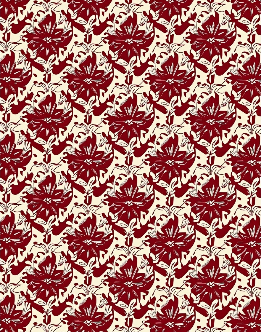 Rich Burgundy Floral Pattern Design Rug