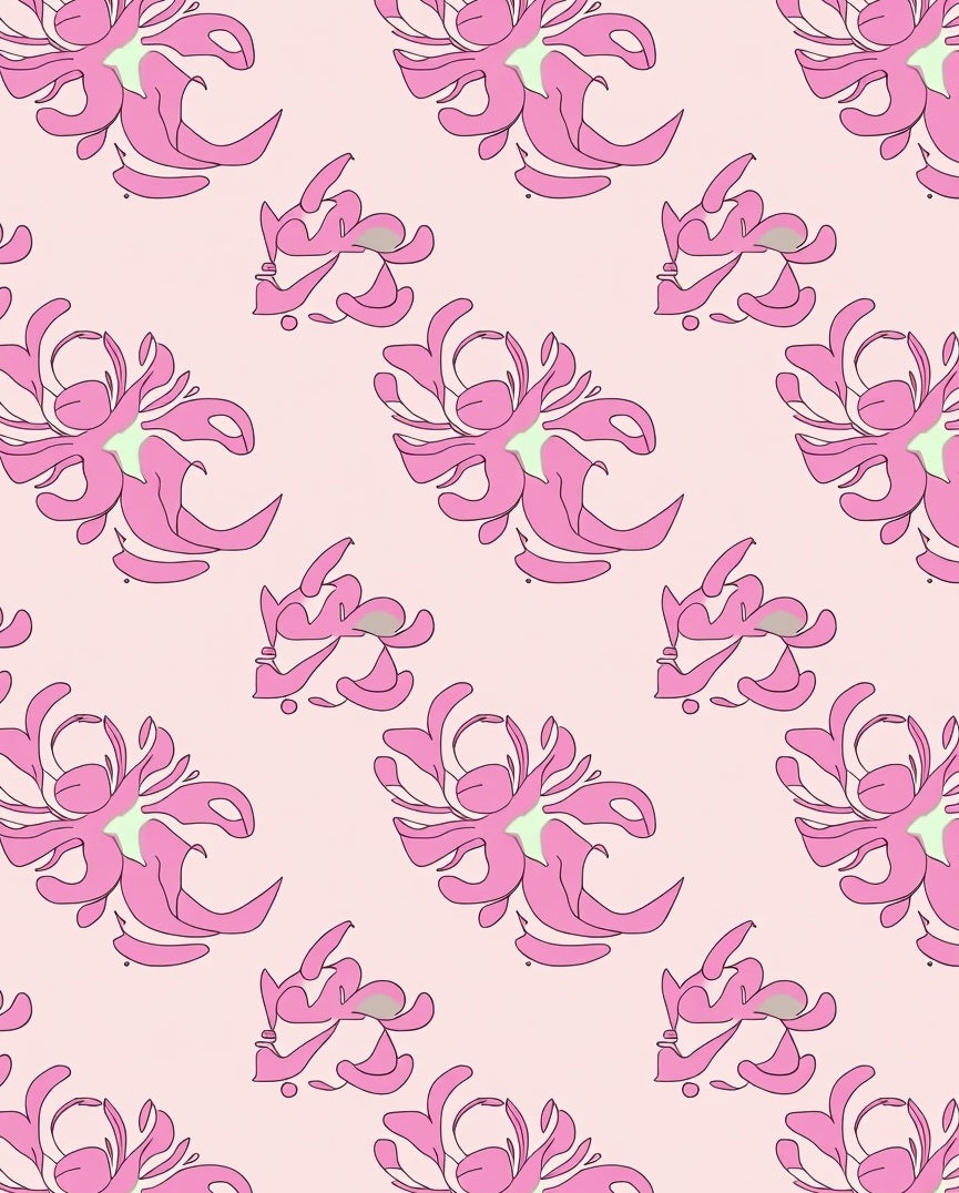 Abstract Pink Floral Pattern Rug