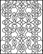 Ornate Floral Continuous Line Design Rug