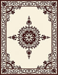 Classic Dark Floral Medallion Border Design Rug