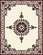 Classic Dark Floral Medallion Border Design Rug
