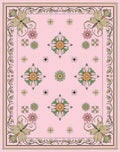 Elegant Floral Border Pink Ground Rug