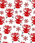 Red Christmas Reindeer Snowflakes Rug
