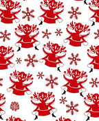 Red Christmas Reindeer Snowflakes Rug