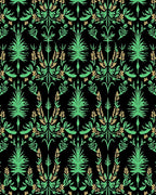 Emerald Green Botanical Damask Rug