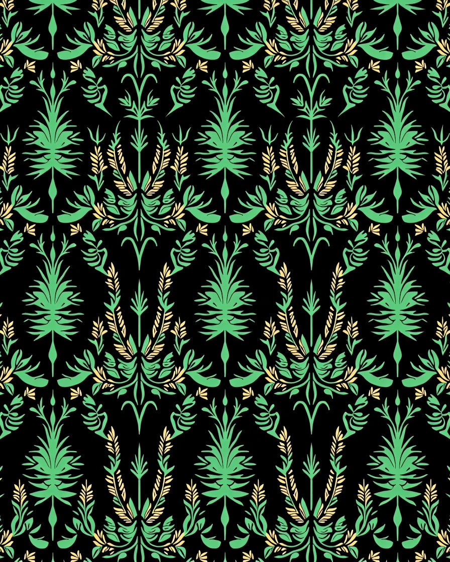 Emerald Green Botanical Damask Rug