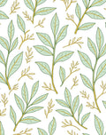 Soft Green Leafy Branches Whimsical Art Rug