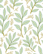 Soft Green Leafy Branches Whimsical Art Rug