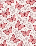 Delicate Pink Butterfly Swirl Pattern Rug