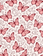 Delicate Pink Butterfly Swirl Pattern Rug