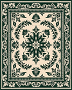 Ornate Floral Bordered Cream Rug