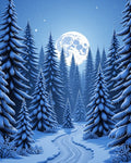 Winter Forest Moonlit Snowy Path Rug