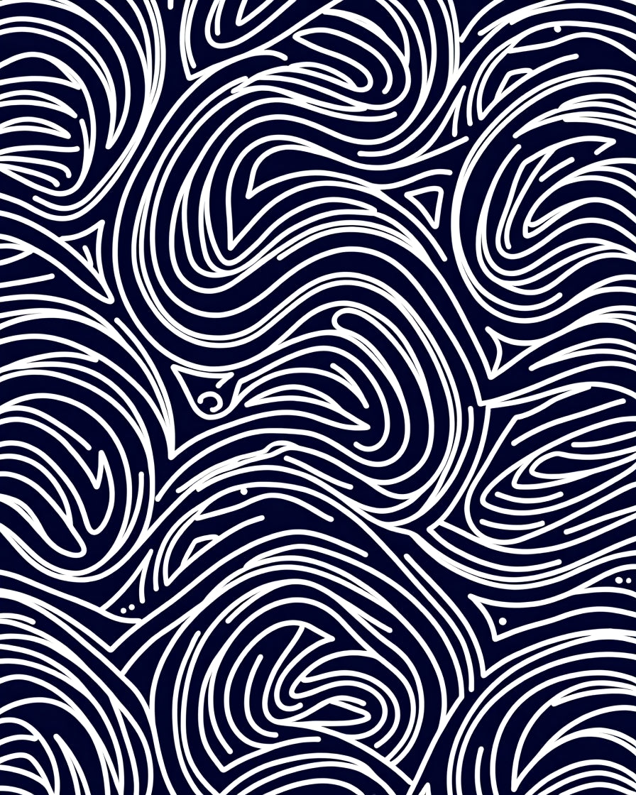 Flowing White Lines Pattern Rug