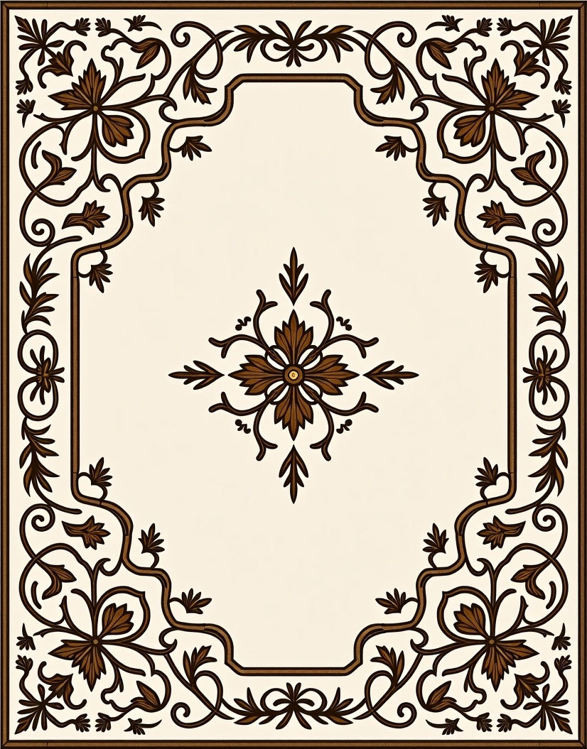 Ornate Floral Vine Accented Pattern Rug