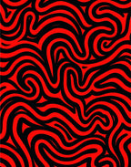 Bold Red Black Swirling Lines Rug