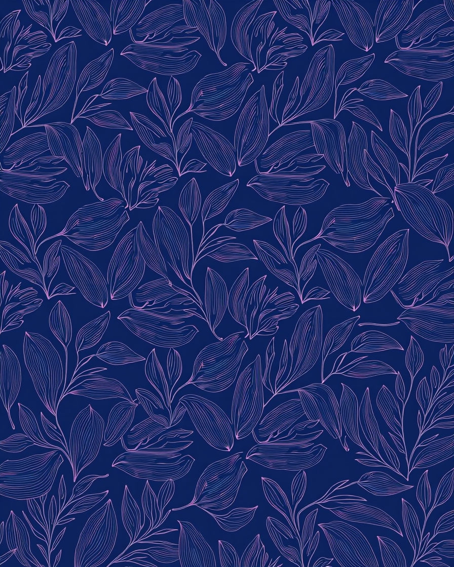 Delicate Blue Floral Line Art Rug