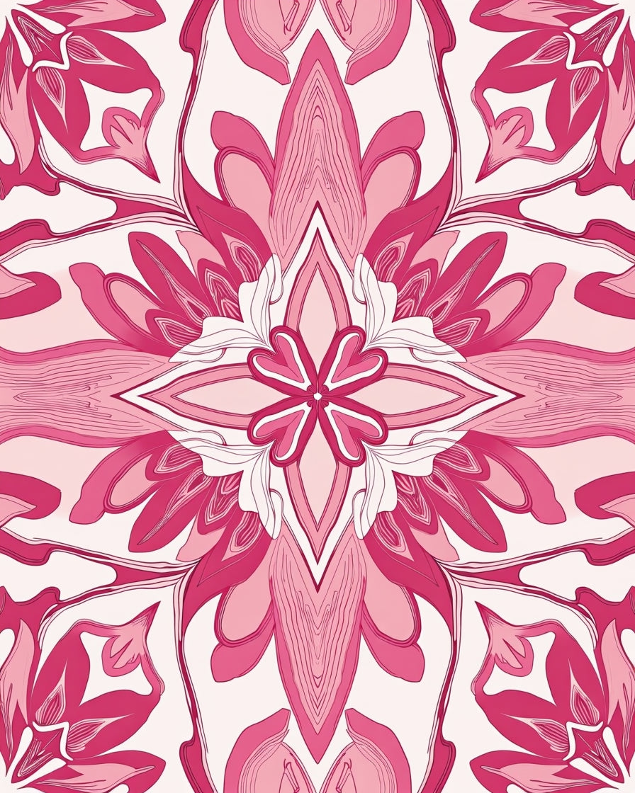 Pink Floral Mandala Design Rug