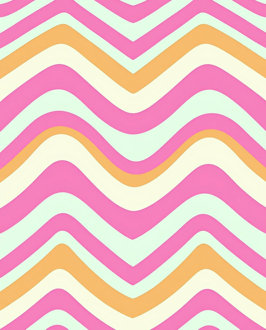 Retro Wavy Pink Orange Stripes Rug