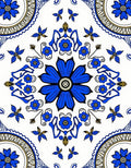 Bold Blue Floral Mandala Pattern Rug