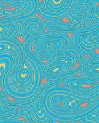 Aqua Swirls Waves Pattern Rug