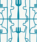 Teal Abstract Silhouette Kitchen Utensil Rug