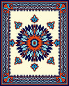 Bold Floral Sunburst Pattern Rug