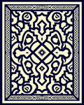Intricate Indigo And Cream Pattern Rug