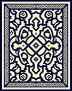 Intricate Indigo And Cream Pattern Rug