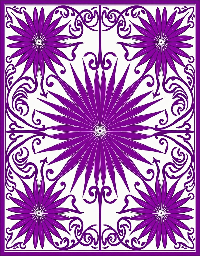 Floral Starburst Scroll Pattern Rug
