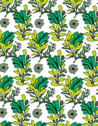 Bold Green Leafy Floral Pattern Rug