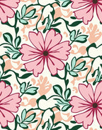 Pink Floral Vine Pattern Rug