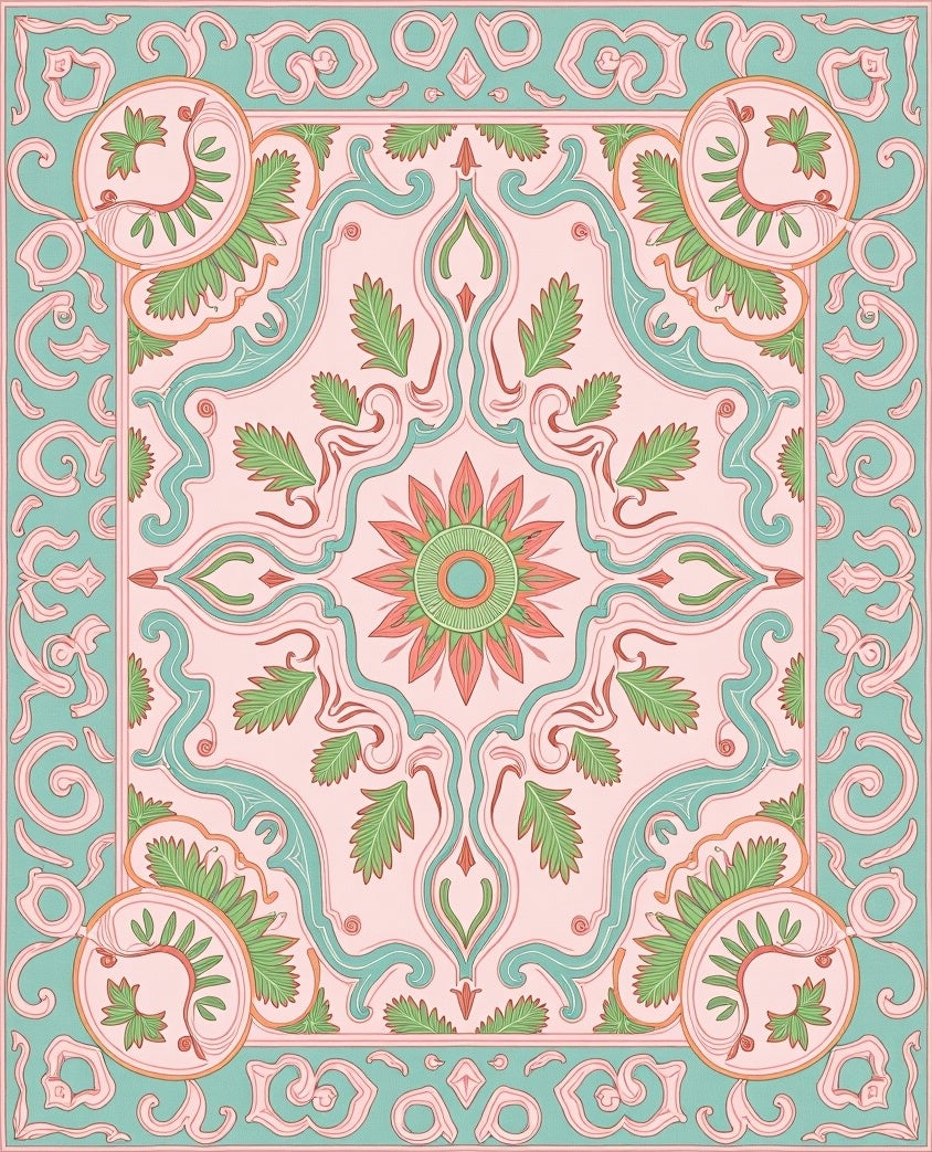 Elegant Floral Swirls Pattern Rug