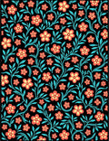 Floral Vines With Coral Flowers Rug