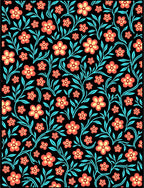 Floral Vines With Coral Flowers Rug