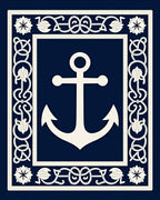 Nautical Anchor Ornamented Rope Design Rug