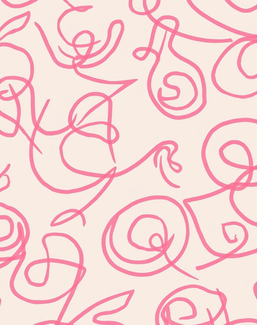 Pink Abstract Scribble Design Rug